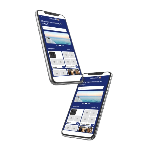 Multi-device mockup with blue accents