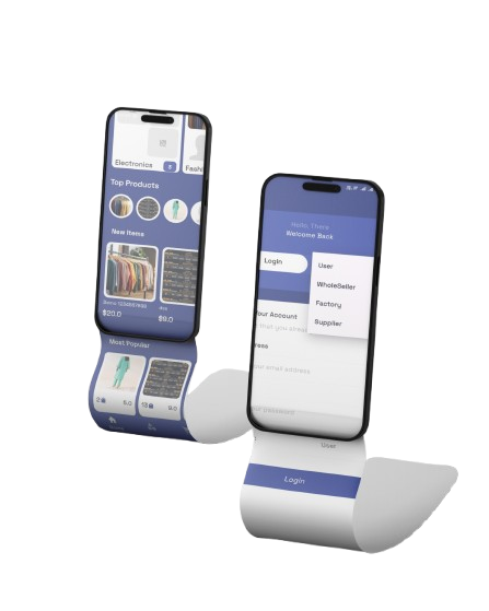 Multi-device mockup with blue accents