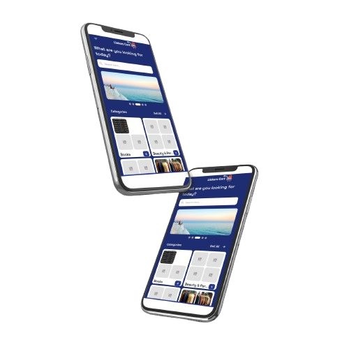 Multi-device mockup with blue accents