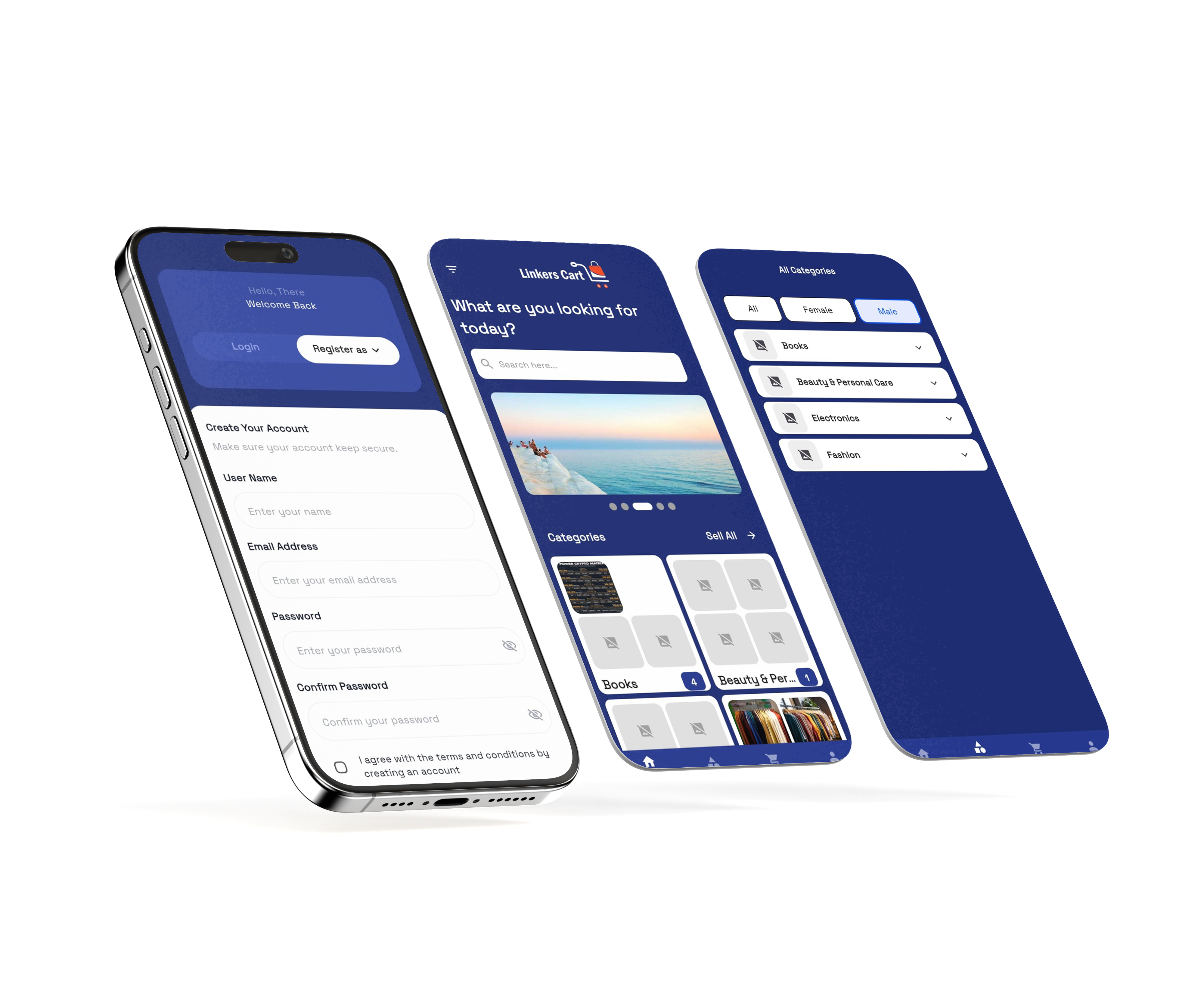 Multi-device mockup with blue accents