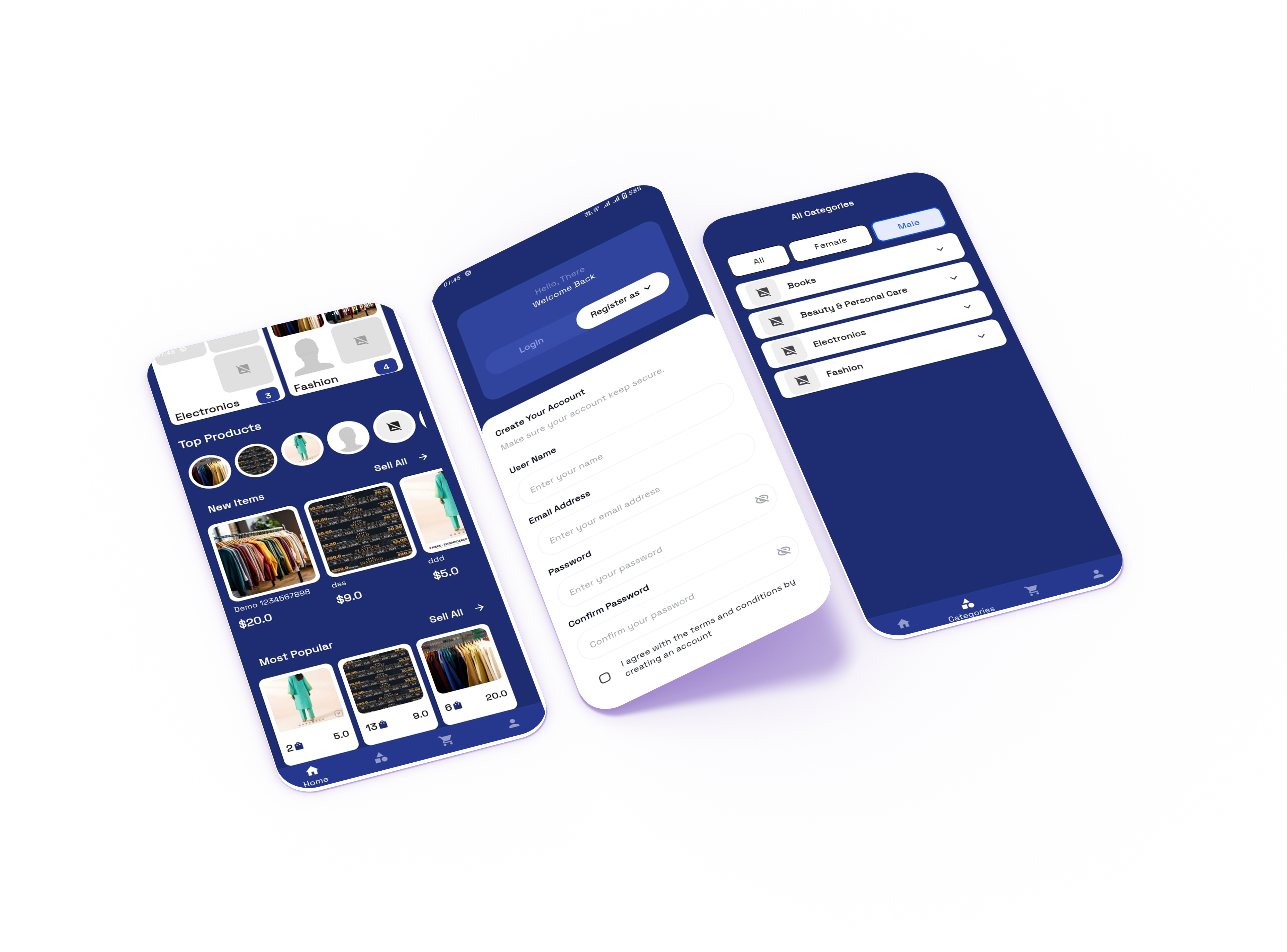 Multi-device mockup with blue accents